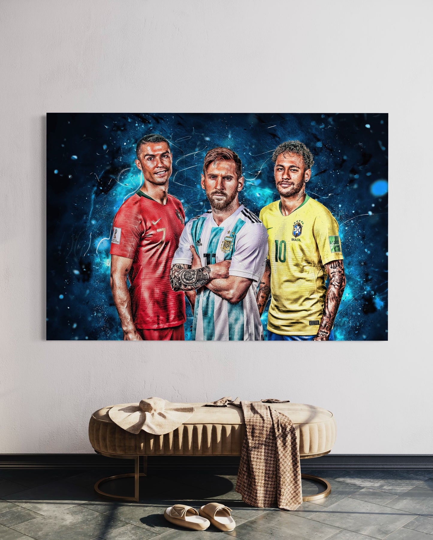 Cuadro decorativo canvas Messi - Cristiano - Neymar