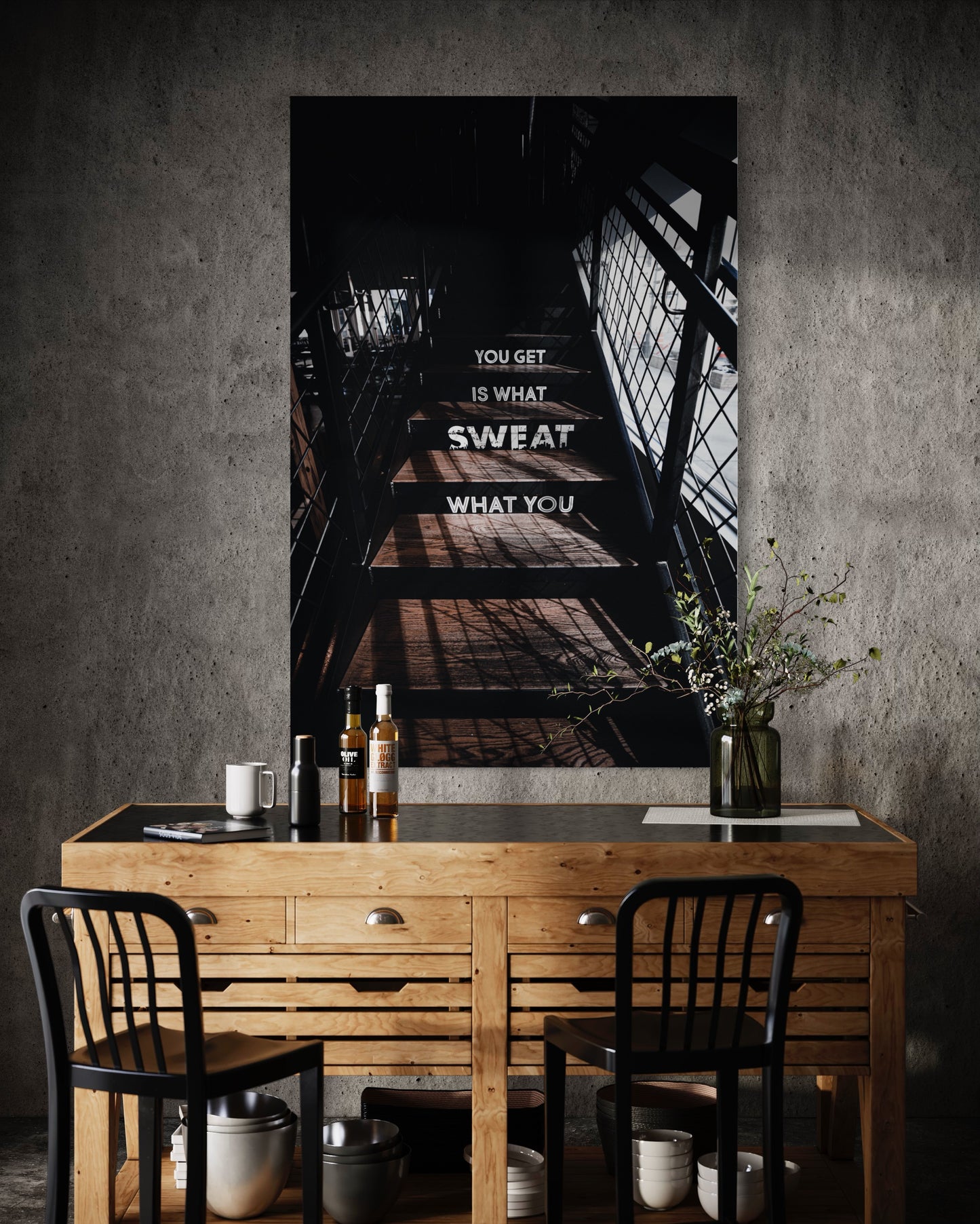 Cuadro decorativo canvas What you sweat is what you get