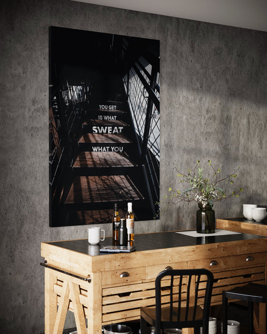 Cuadro decorativo canvas What you sweat is what you get
