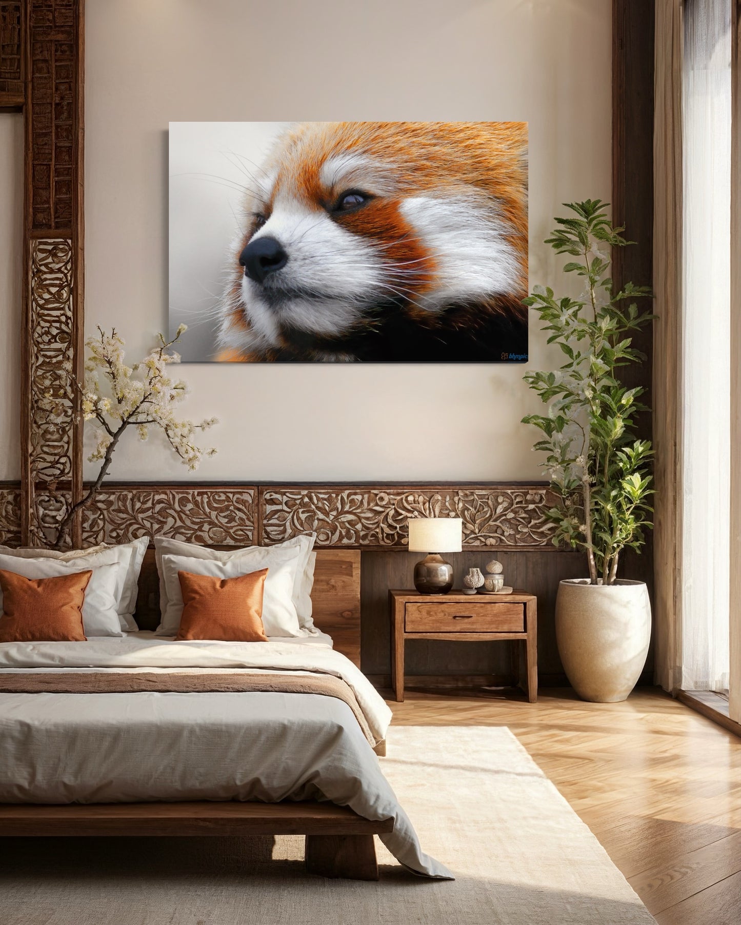 Cuadro decorativo canvas Panda Rojo