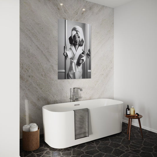 Cuadro decorativo canvas Perrito en el baño 003