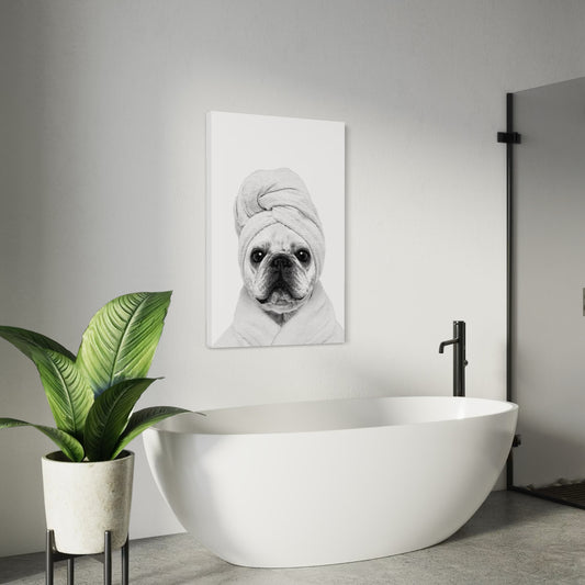 Cuadro decorativo canvas Perrito en el baño 002