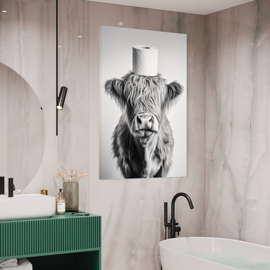 Cuadro decorativo canvas Vaquita en el baño 001