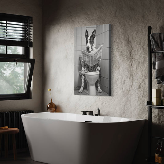 Cuadro decorativo canvas Perrito en el baño 001