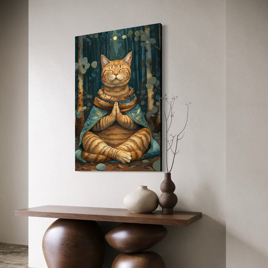 Cuadro decorativo canvas Gato Meditando 002