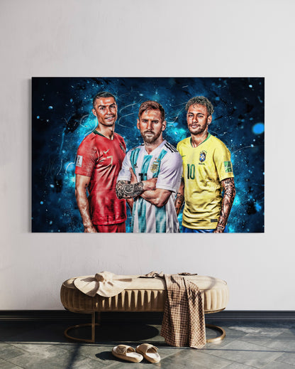 Cuadro decorativo canvas Messi - Cristiano - Neymar