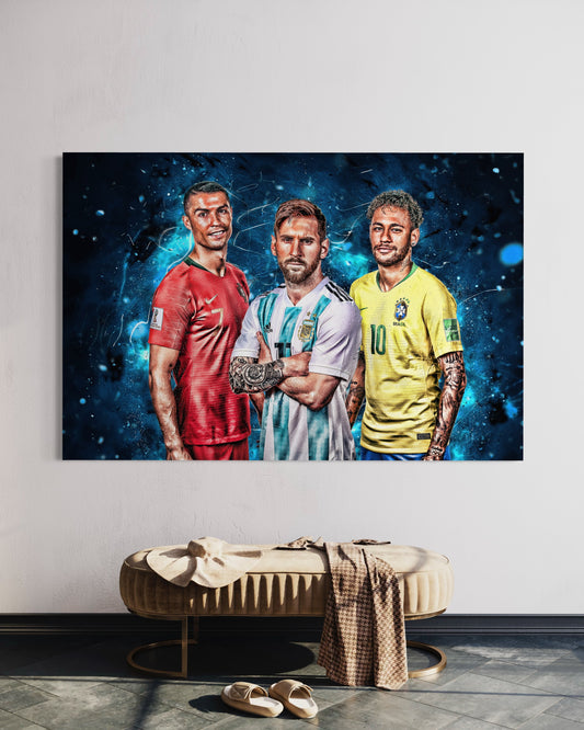 Cuadro decorativo canvas Messi - Cristiano - Neymar