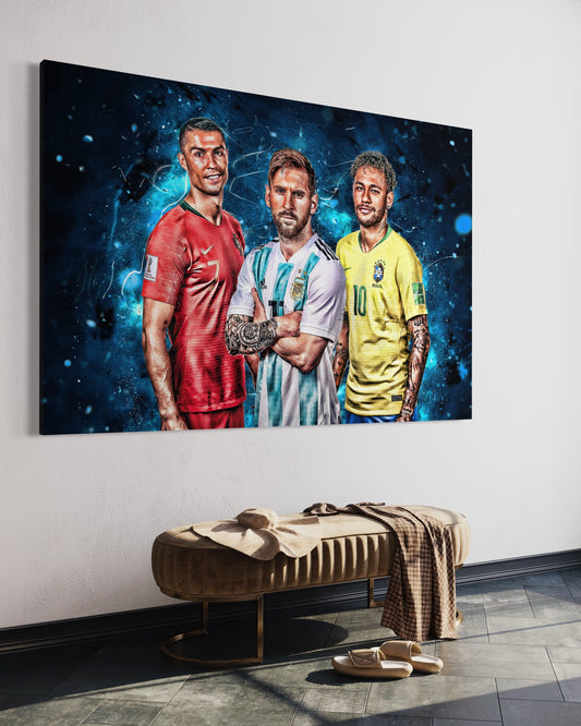 Cuadro decorativo canvas Messi - Cristiano - Neymar