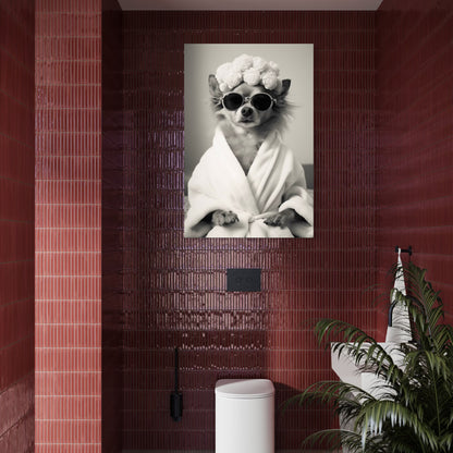 Cuadro decorativo canvas Perrito en el baño 009