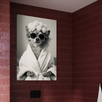 Cuadro decorativo canvas Perrito en el baño 009