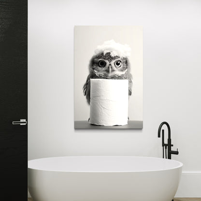 Cuadro decorativo canvas Búho en el baño