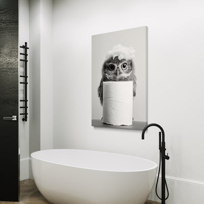 Cuadro decorativo canvas Búho en el baño
