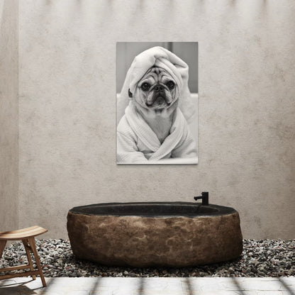 Cuadro decorativo canvas Perrito en el baño 008