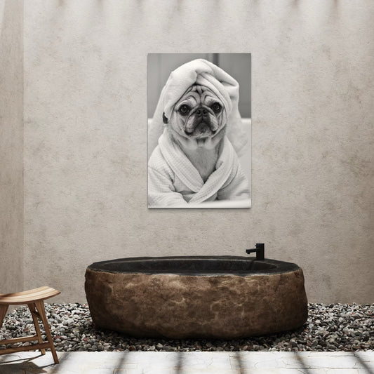 Cuadro decorativo canvas Perrito en el baño 008