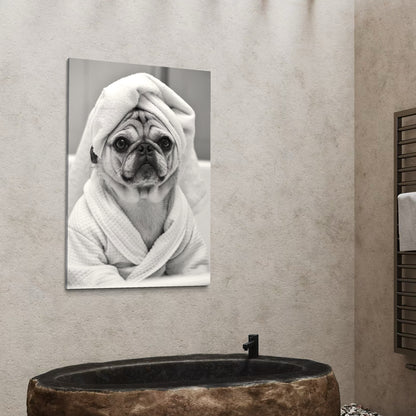 Cuadro decorativo canvas Perrito en el baño 008