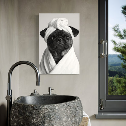 Cuadro decorativo canvas Perrito en el baño 005