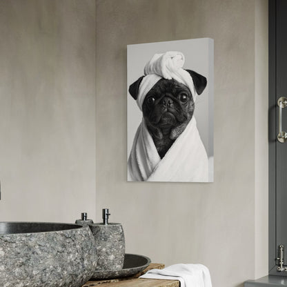 Cuadro decorativo canvas Perrito en el baño 005
