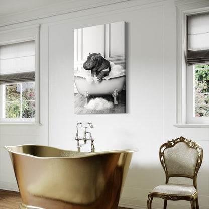 Cuadro decorativo canvas Hipopótamo en el baño