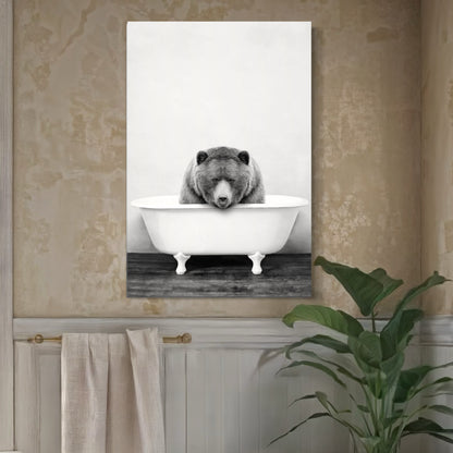 Cuadro decorativo canvas Oso en el baño