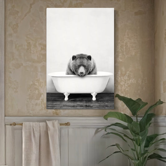 Cuadro decorativo canvas Oso en el baño