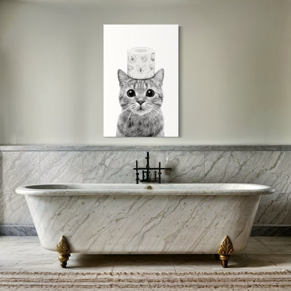 Cuadro decorativo canvas Gatito en el baño 001