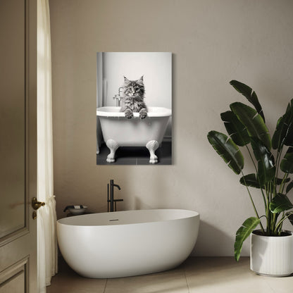 Cuadro decorativo canvas Gatito en el baño 002
