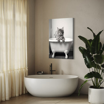 Cuadro decorativo canvas Gatito en el baño 002
