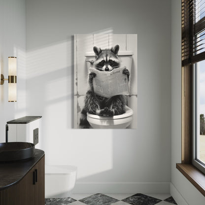 Cuadro decorativo canvas Mapache en el baño 001