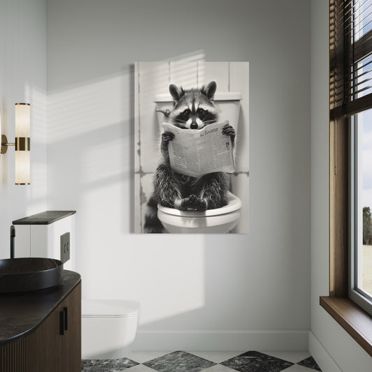 Cuadro decorativo canvas Mapache en el baño 001