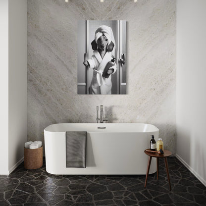 Cuadro decorativo canvas Perrito en el baño 003