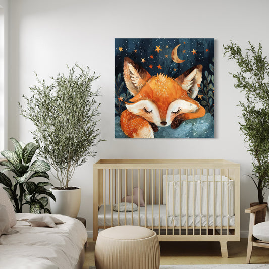 Cuadro decorativo canvas Zorrito bajo las estrellas