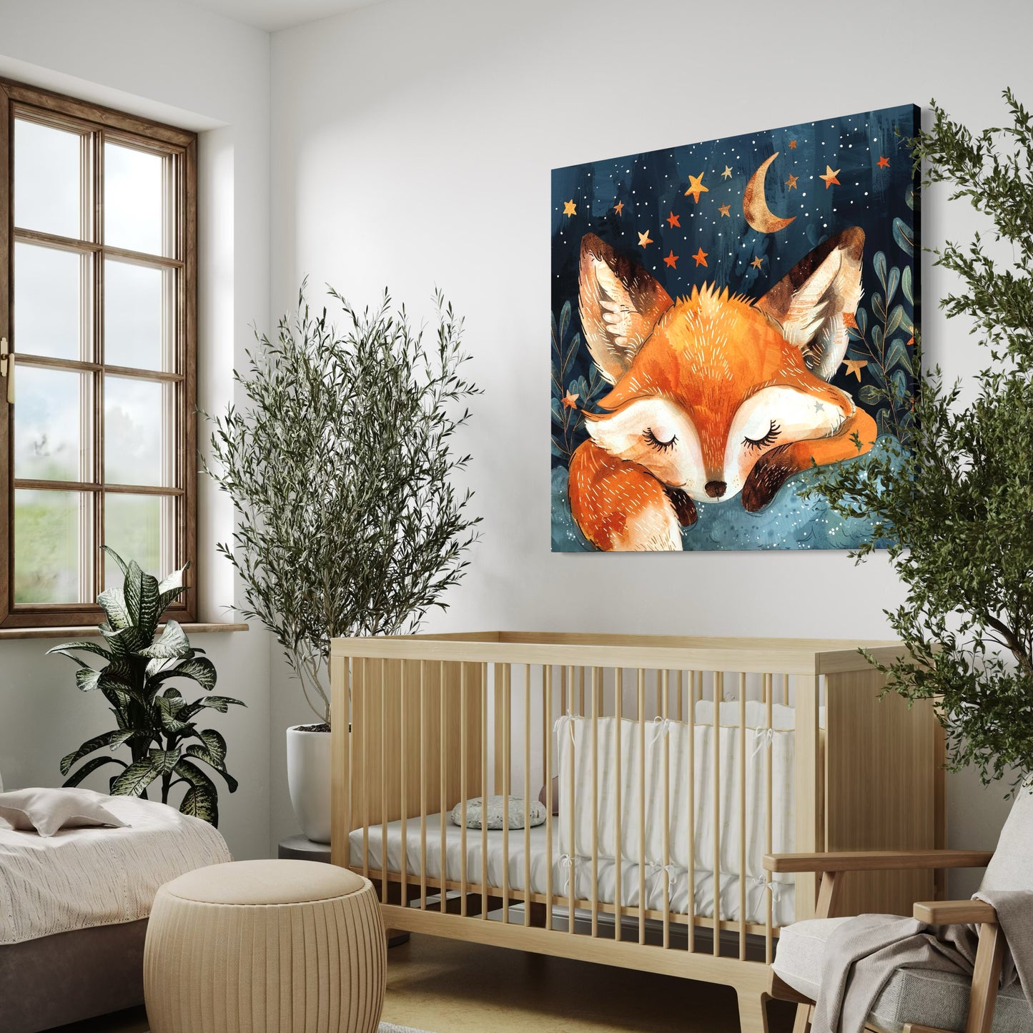 Cuadro decorativo canvas Zorrito bajo las estrellas