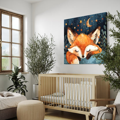 Cuadro decorativo canvas Zorrito bajo las estrellas