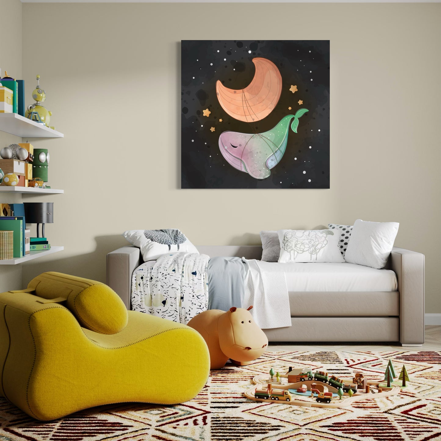 Cuadro decorativo canvas La ballena y la luna