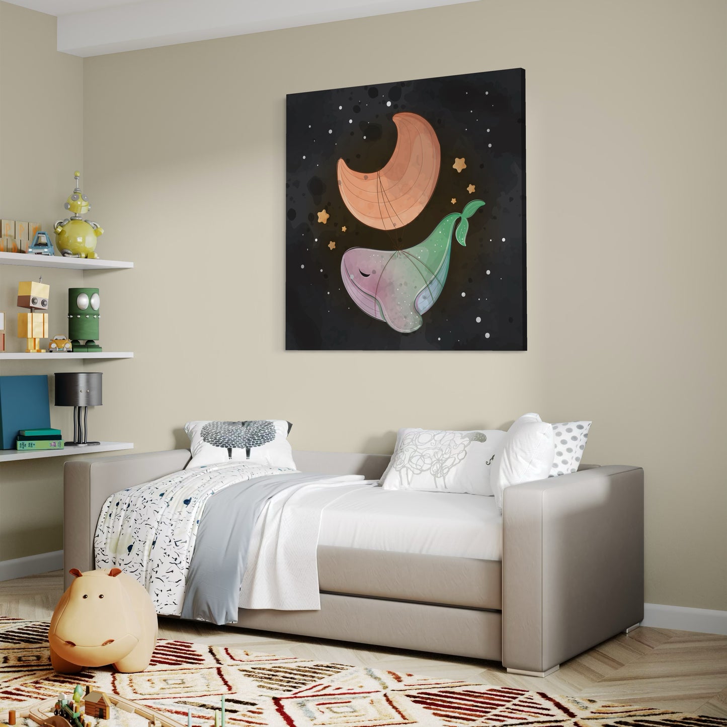 Cuadro decorativo canvas La ballena y la luna