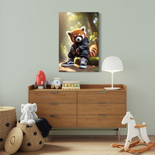 Cuadro decorativo canvas Panda Rojo 002