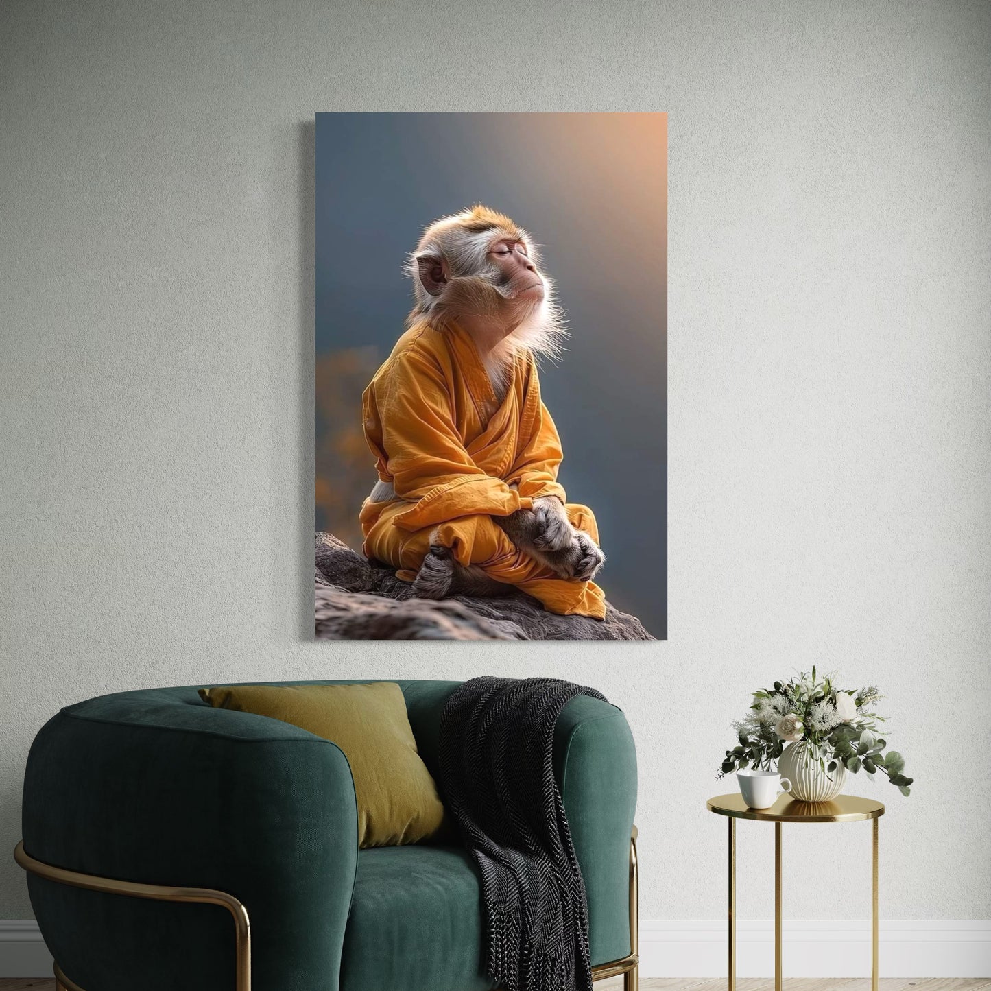 Cuadro decorativo canvas Mono Meditando
