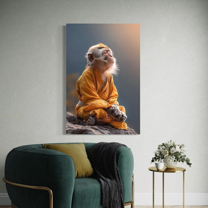 Cuadro decorativo canvas Mono Meditando
