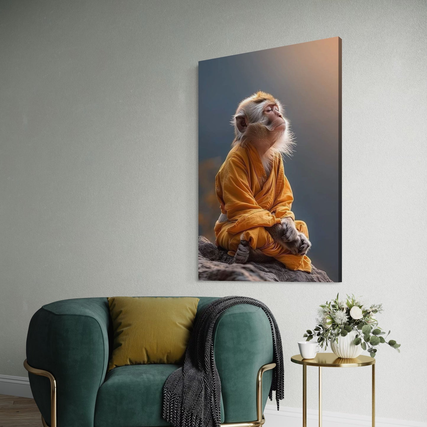 Cuadro decorativo canvas Mono Meditando