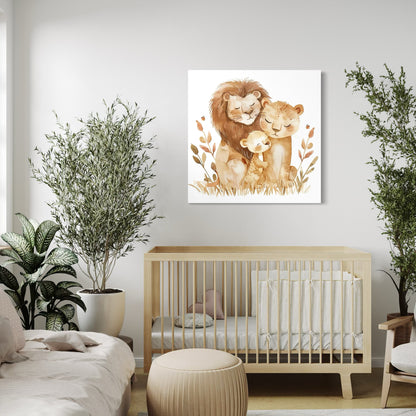 Cuadro decorativo canvas Familia de leones