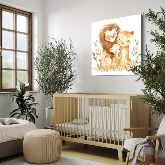 Cuadro decorativo canvas Familia de leones