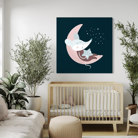 Cuadro decorativo canvas Ratón en la luna