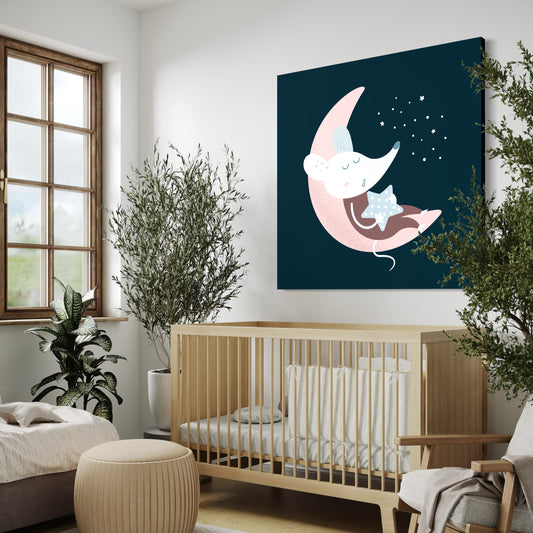 Cuadro decorativo canvas Ratón en la luna