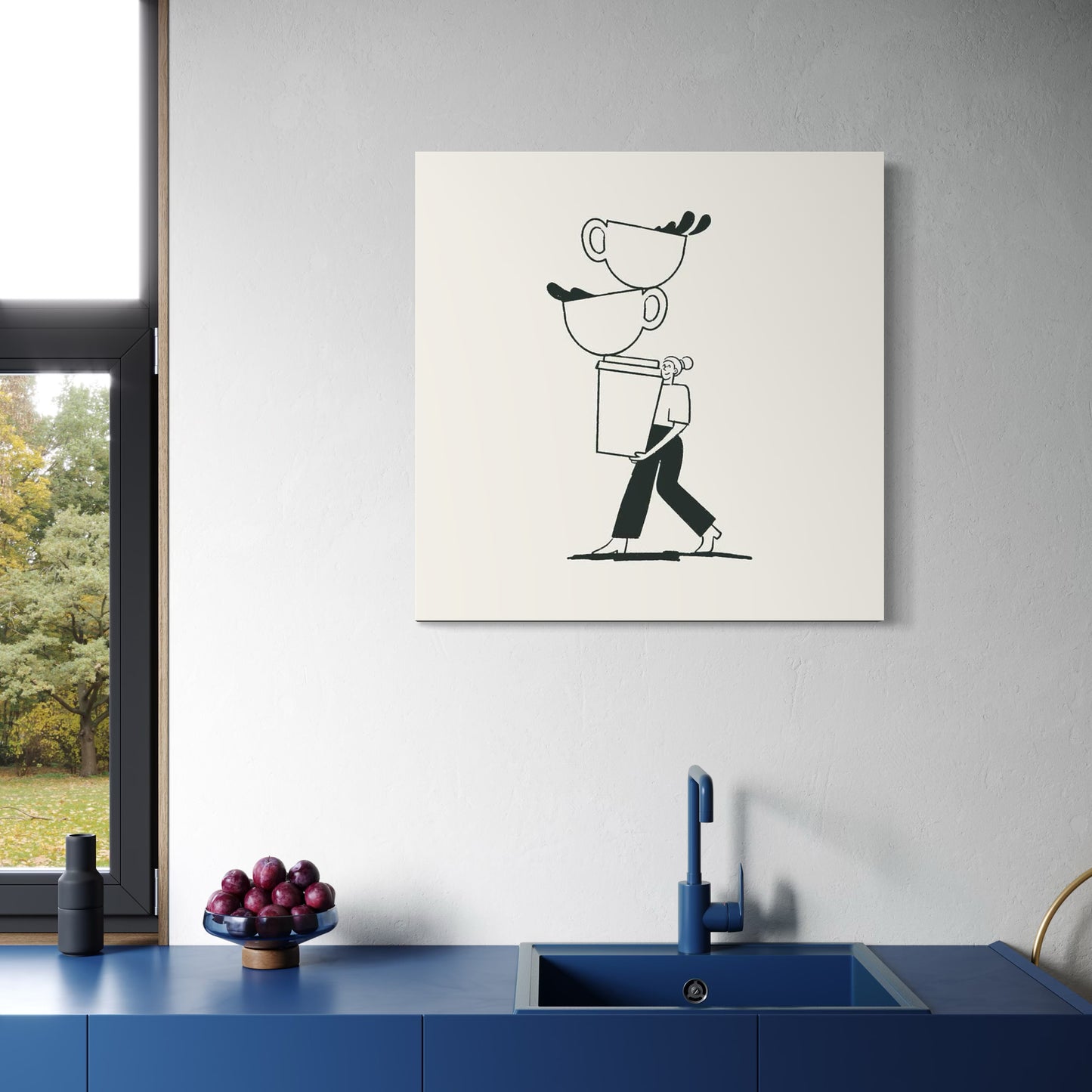 Cuadro decorativo canvas Entre pasos y tazas