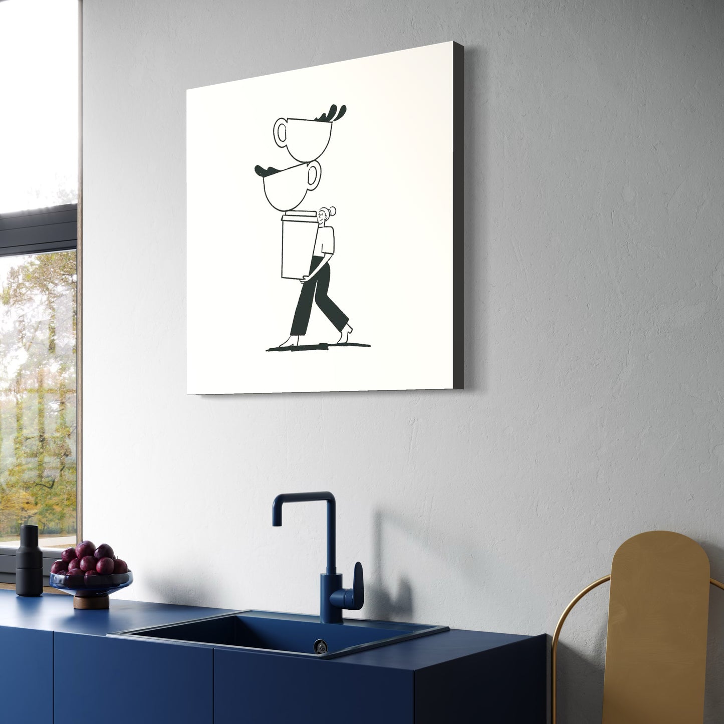 Cuadro decorativo canvas Entre pasos y tazas