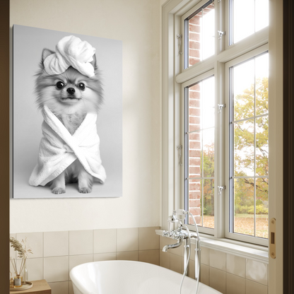 Cuadro decorativo canvas Perrito en el baño 006