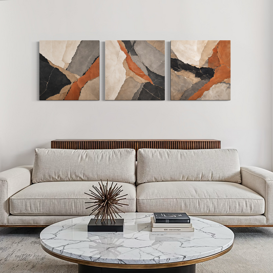 Set de 3 cuadros cuadrados Copper Horizon