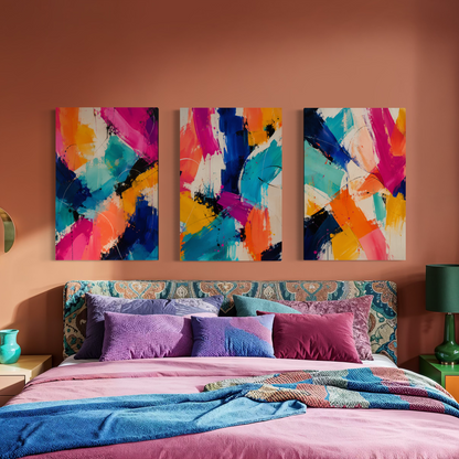 Set de 3 cuadros verticales Chromatic Pulse