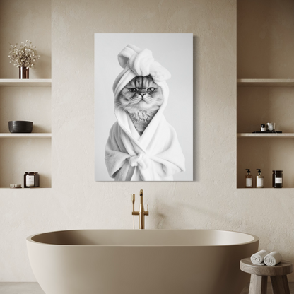 Cuadro decorativo canvas Gatito en el baño 003