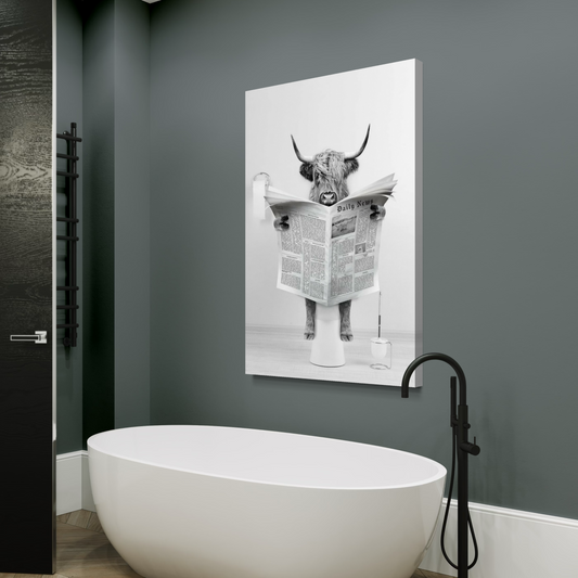 Cuadro decorativo canvas Vaquita en el baño 002